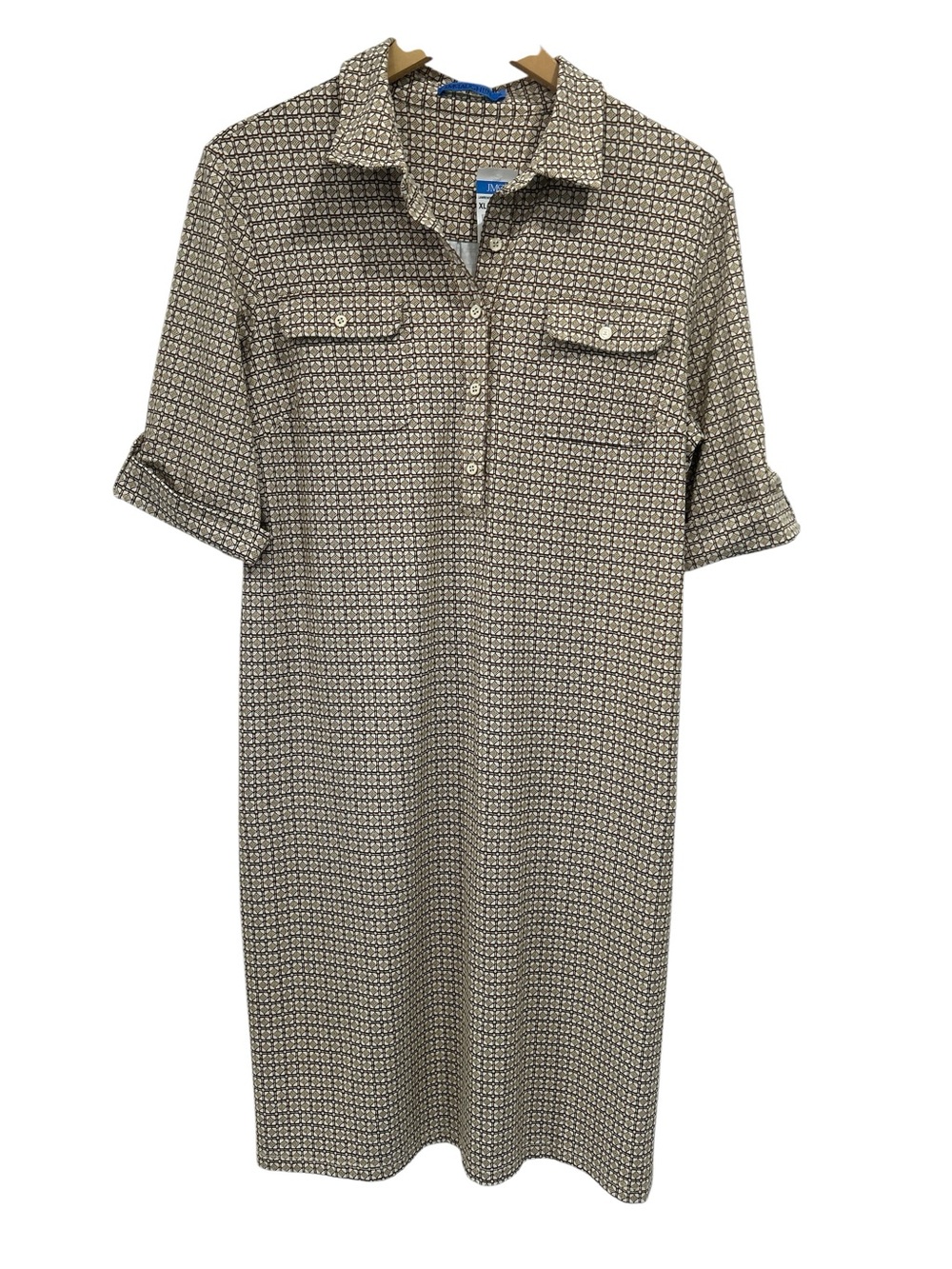 NWT J. McLaughlin Lawrence Catalina Cloth Dress in Brown/Cream Diamond Print XL